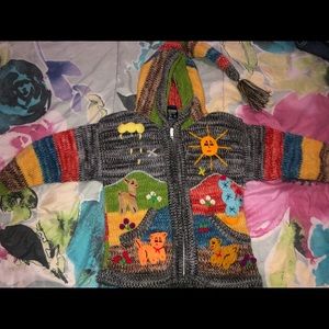 Kids unisex hand knitted sweater with beautiful details Size 4